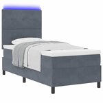 vidaXL Lit à ressort LED avec matelas Gris foncé 80 x 200 cm Velours
