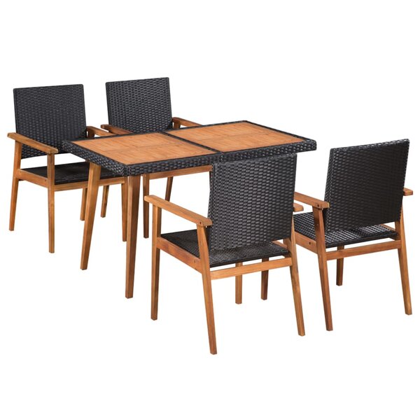 vidaXL Ensemble à manger d'extérieur 5 Pièces Résine tressée Noir marron