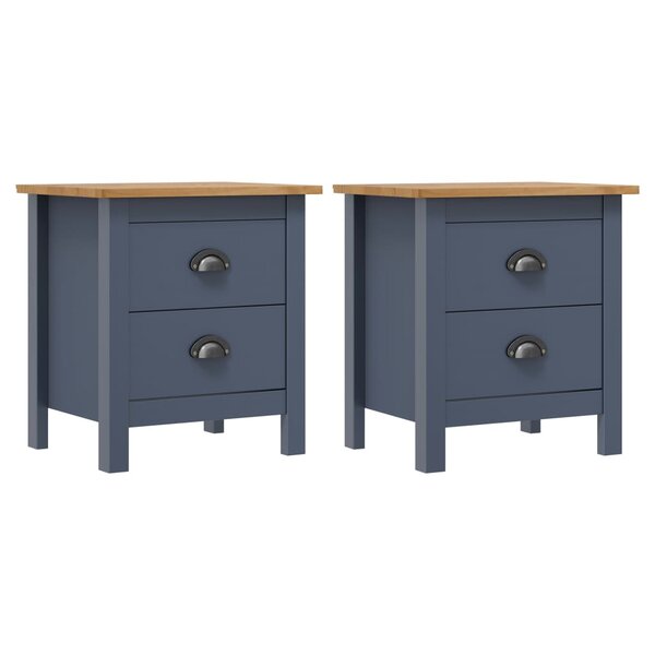vidaXL Tables de chevet Hill 2 Pièces Gris 46x35x49 5 cm Bois de pin
