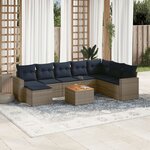 vidaXL Salon de jardin 9 Pièces avec coussins gris résine tressée