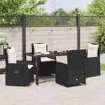 vidaXL Ensemble de salle à manger pour jardin 5 Pièces Noir polyrotin