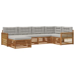 vidaXL Ensemble de canapés d'extérieur 6 pc Naturel et gris clair