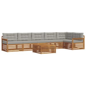 vidaXL Ensemble de canapés d'extérieur 7 pc Gris Naturel et Clair