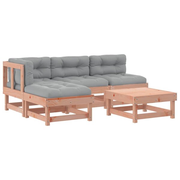 vidaXL Salon de jardin 5 Pièces avec coussins bois massif douglas