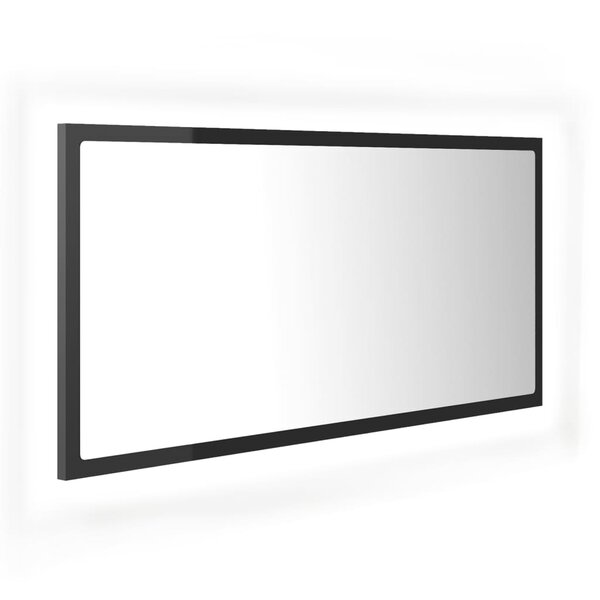 vidaXL Miroir LED de salle de bain Gris brillant 90x8 5x37cm Acrylique