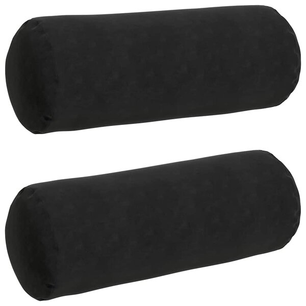 vidaXL Coussins d'accent 2 Pièces Noir Ø 25 x 70 cm