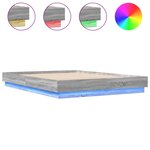 vidaXL Cadre de lit avec LED sans matelas sonoma gris 150x200 cm