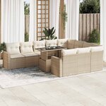 vidaXL Salon de jardin 11 Pièces avec coussins beige résine tressée