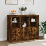 vidaXL Buffets avec lumières LED 3 Pièces chêne fumé bois d'ingénierie