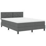 vidaXL Lit Box Spring avec matelas & LED Gris Foncé 140x200 cm Tissu