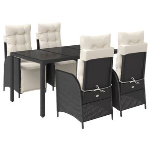 vidaXL Ensemble à manger de jardin coussins 5Pièces Noir Résine tressée