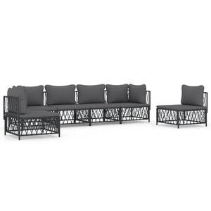vidaXL Salon de jardin avec coussins 6 Pièces anthracite acier
