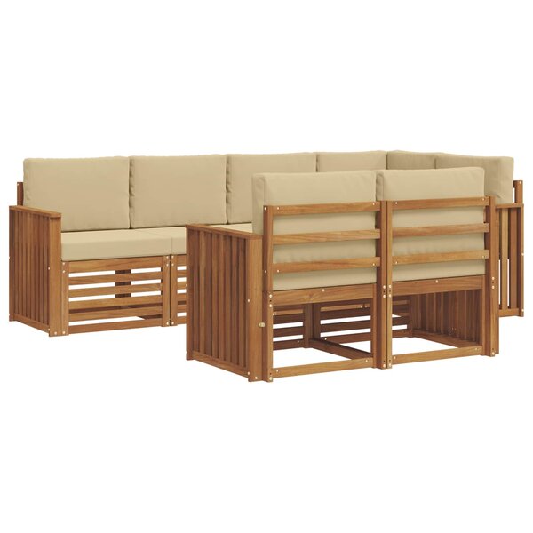 vidaXL Ensemble de canapés d'extérieur 7 pc Naturel et Beige Polyester