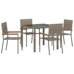 Ensemble de jardin 5 pièces gris en rattan poly
