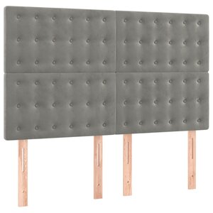 vidaXL Têtes de lit 4 Pièces Gris clair 72x5x78/88 cm Velours