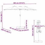 vidaXL Parasol de jardin Bleu 385 x 209 x 244 cm tissu