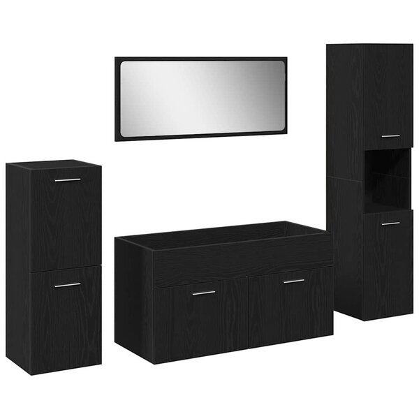 vidaXL Ensemble de mobilier de salle de bain 4 Pièces Chêne noir