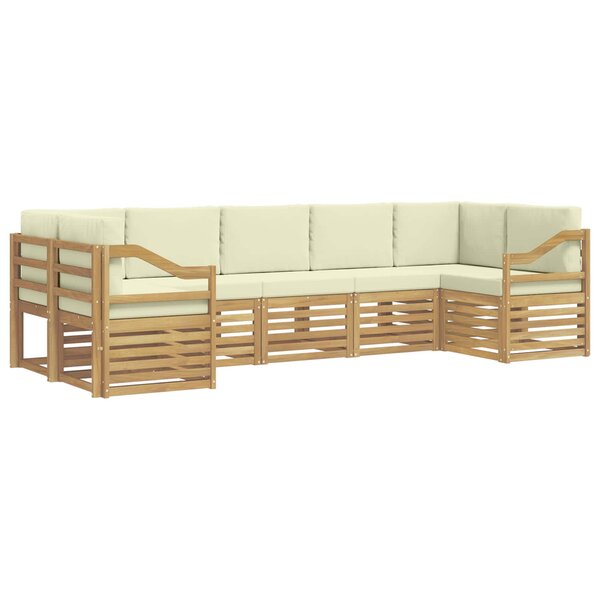 vidaXL Ensemble de canapé d'angle 7 Pièces Blanc et crème Polyester