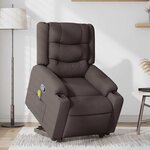 vidaXL Fauteuil inclinable de massage Marron foncé Tissu