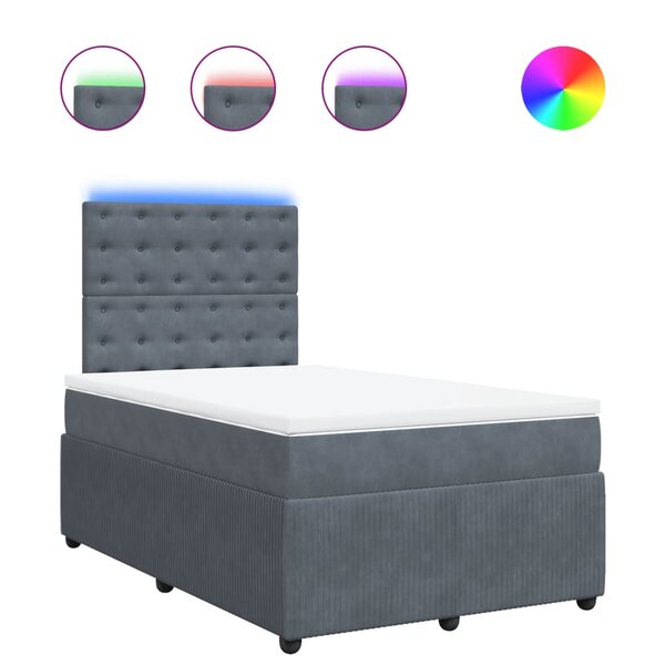 vidaXL Sommier à lattes de lit et matelas Gris foncé 120x200cm Velours