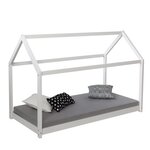 Lit enfant 80x160 blanc cabane matelas