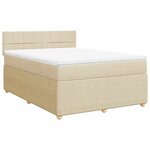 vidaXL Sommier à lattes de lit avec matelas Crème 140x190 cm Tissu