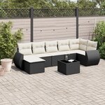 vidaXL Salon de jardin 7 Pièces avec coussins noir résine tressée
