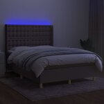 vidaXL Sommier à lattes de lit matelas et LED Taupe 140x190 cm Tissu
