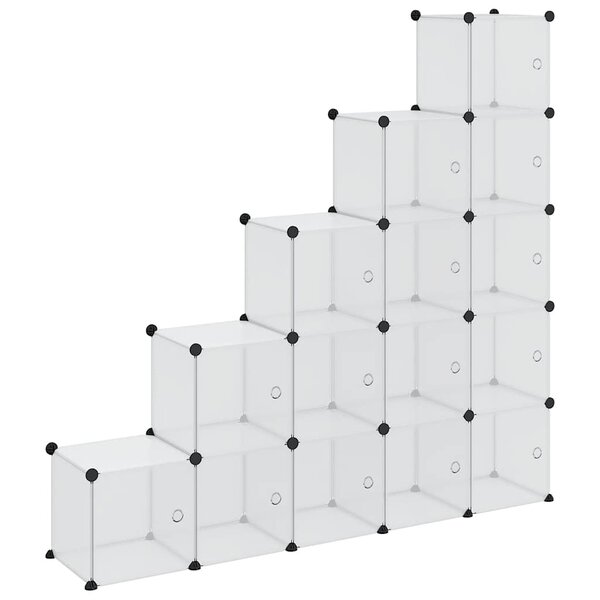 vidaXL Organiseur de rangement en cube avec 15 cubes et portes en PP transparent