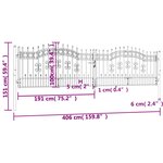 vidaXL Portail et sommet de lance Noir 406x151 cm Acier enduit poudre