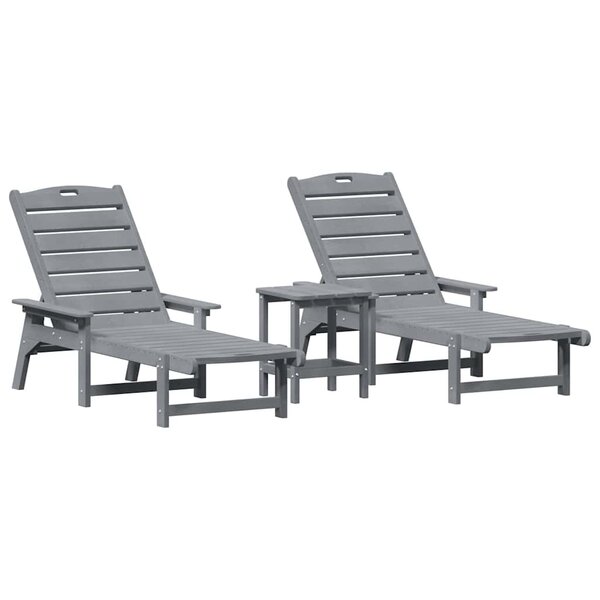 vidaXL Transat 3 Pièces Gris clair Polyéthylène