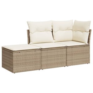 vidaXL Salon de jardin avec coussins 3 Pièces beige résine tressée