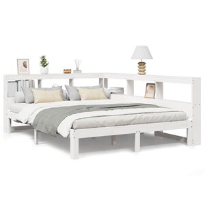 vidaXL Lit bibliothèque sans matelas blanc 140x190 cm bois pin massif