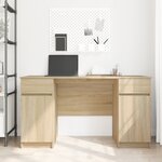 Bureau vidaXL en chêne Sonoma 140x49x76 cm en bois d'ingénierie