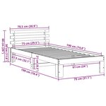 vidaXL Cadre de Lit Blanc en Bois Blanc Bois 75 x 190 cm Simple