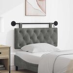 vidaXL Tête de lit suspendue Gris foncé Velours