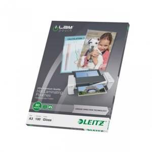 Leitz pochettes de plastification ilam 80 microns a3 100 pièces