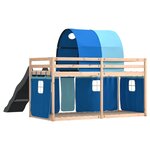 vidaXL Lit superposé sans matelas avec toboggan et rideaux 80x200 cm