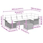 vidaXL Ensemble de canapé de jardin 8 pièces avec coussins Noir Poly Rattan Acacia