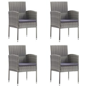 vidaXL Chaises de jardin coussins gris foncé 4 Pièces gris résine tressée