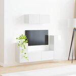 vidaXL Ensemble meuble TV 4 Pièces Blanc brillant Bois d'ingénierie