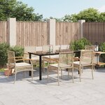 vidaXL Ensemble à manger de jardin et coussins 7 Pièces beige poly rotin