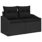 Ensemble de Canapés de Jardin 9 pièces avec Coussins Noir Rattan Poly Acacia