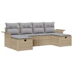vidaXL Ensemble de canapés de jardin 6 pièces avec coussins Beige Poly Rattan