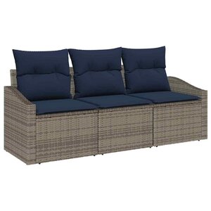 vidaXL Ensemble de canapé de jardin 3 Pièces Gris et bleu marine