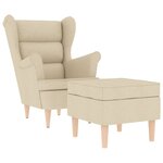 vidaXL Fauteuil avec repose-pied Crème Tissu