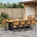 vidaXL Ensemble de salle à manger pour jardin 11 Pièces Noir