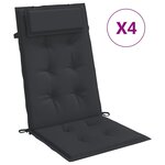 vidaXL Coussins de chaise à dossier haut lot de 4 noir tissu oxford