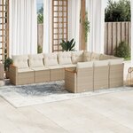 vidaXL Salon de jardin avec coussins 10 Pièces beige résine tressée