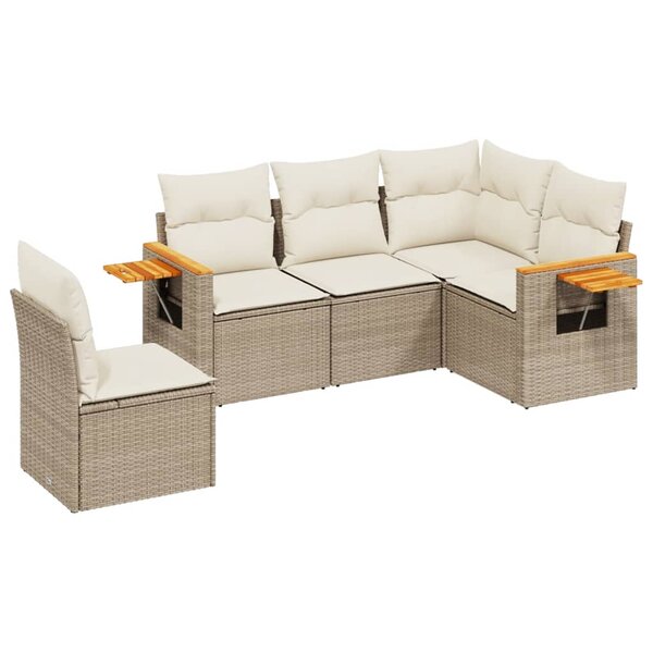 vidaXL Salon de jardin avec coussins 5 Pièces beige résine tressée